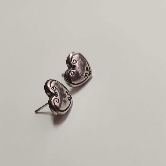 Sterling Silver Heart Stud Earrings - Picture 4 of 4